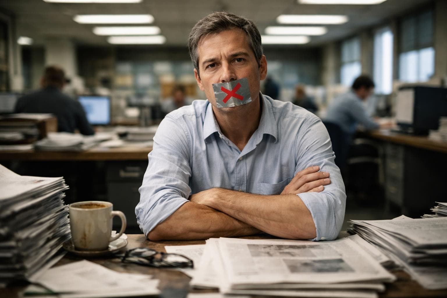 Graham Holt at his desk in the TNNN offices on Tuesday, the day his column was published.