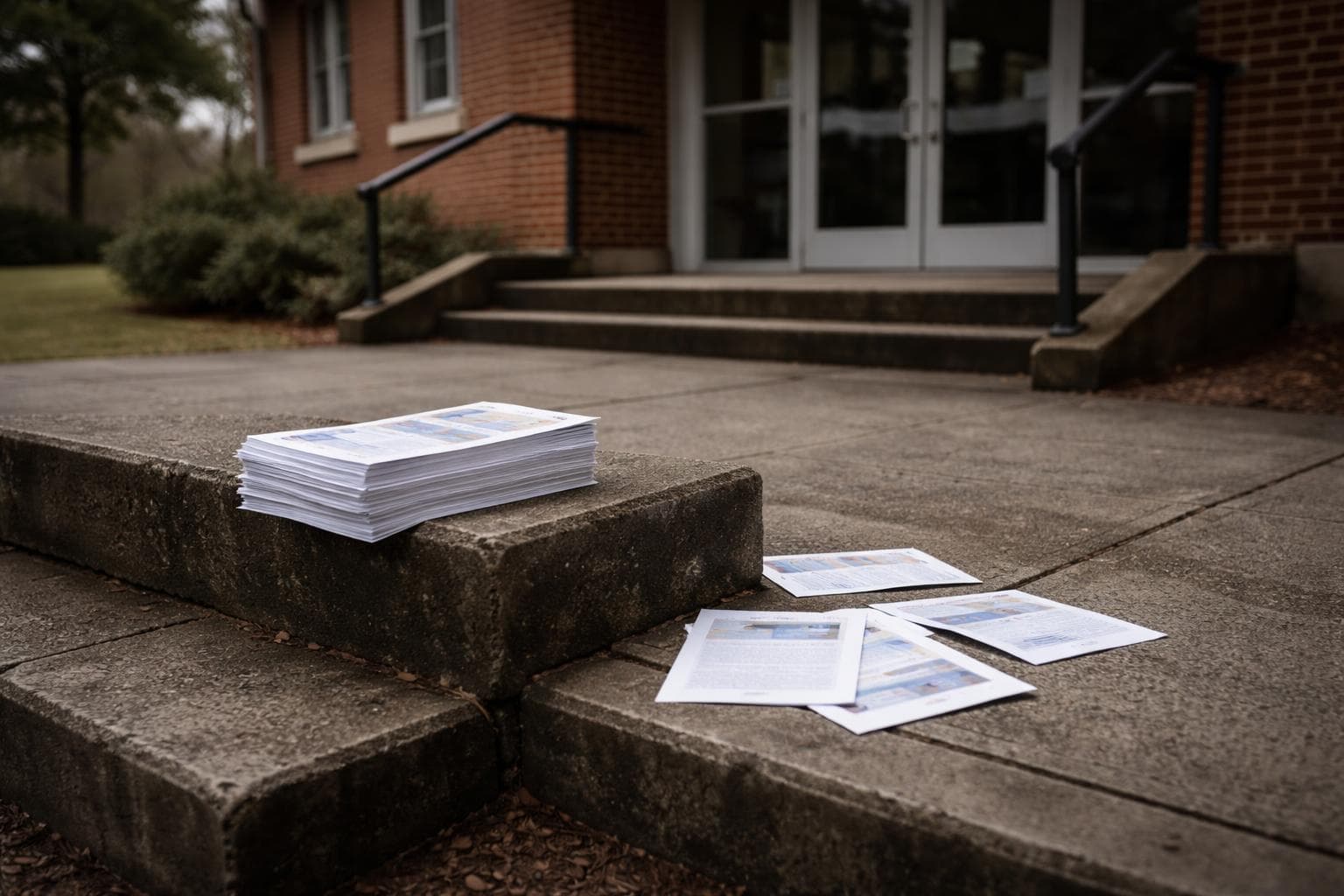 A stack of Gnu Nation Cultural Council pamphlets outside the Cultural Council offices on Wednesday, as the Woke Mind Virus outbreak entered its fifth day.
