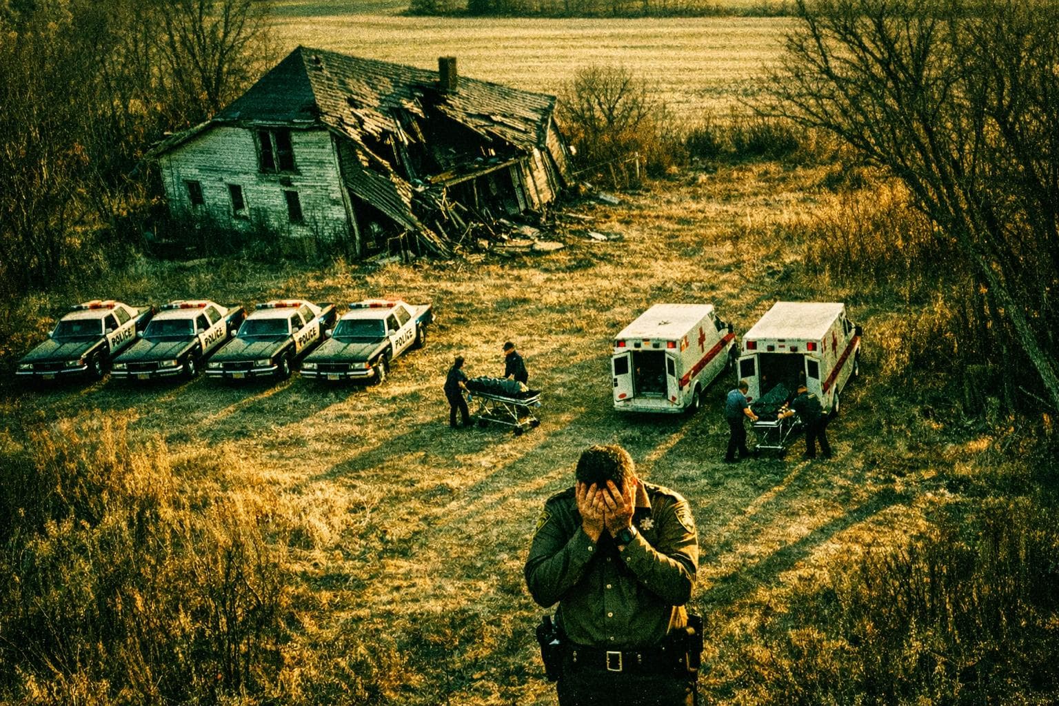A Gnu Police Department evidence van parked outside the Westhaven farmhouse on Thursday afternoon. A second van arrived approximately one hour later.
