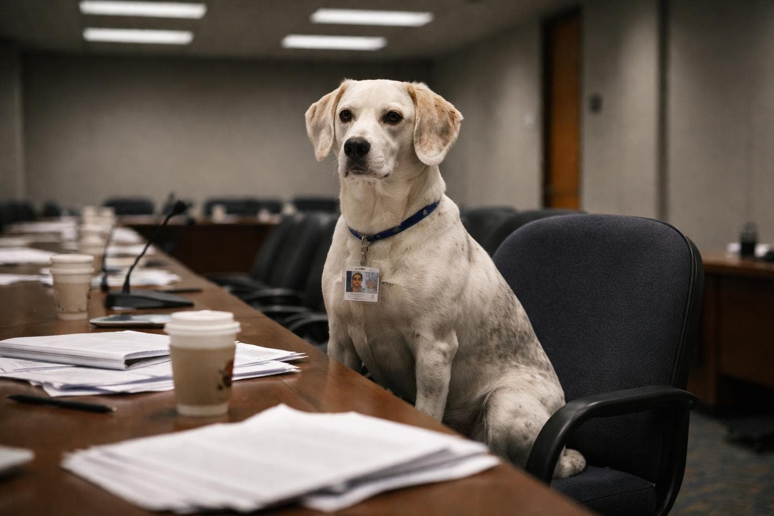 DHS Deputy Secretary Mancho, a four-year-old beagle-Labrador mix, photographed at a career civil service function on an unspecified date. His office did not respond to a request for comment.